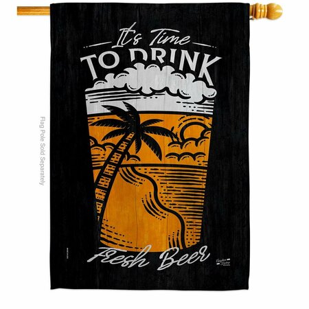 PATIO TRASERO It Time to Drink Beverages Beer 28 x 40 in. Double-Sided Vertical House Flags for  Banner Garden PA3904857